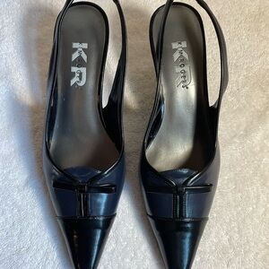 Ford Women's Black and Navy Slingback Heels